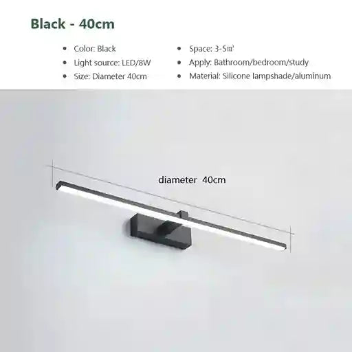 BABBAK’S LTD DAMIASMIL Modern LED Bathroom Mirror Lamp – Wall Mounted, Aluminum, Black/Ivory, Energy-Efficient Lighting