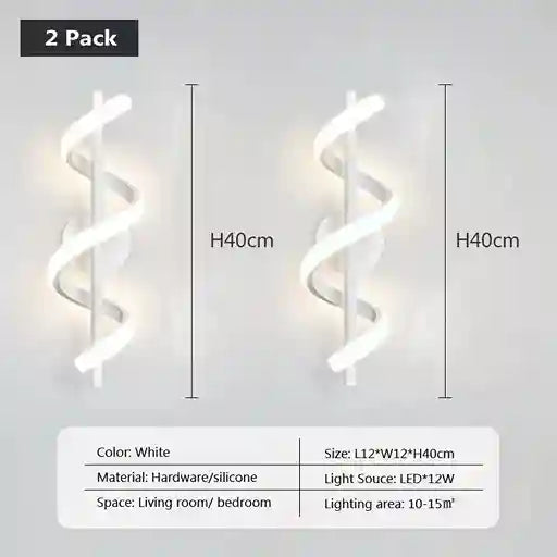 BABBAK'S LTD DARHYN Three Curved Lines LED Wall Lamp – Modern Dimmable Aluminum & Acrylic Light for Bedroom, Living Room, Dining Area (Black/White)