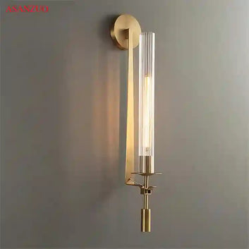 BABBAK'S LTD Gold Glass Wall Lamp – Elegant E27 Metal Light Fixture for Bedroom, Dining & Living Spaces