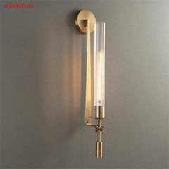 BABBAK'S LTD Gold Glass Wall Lamp – Elegant E27 Metal Light Fixture for Bedroom, Dining & Living Spaces