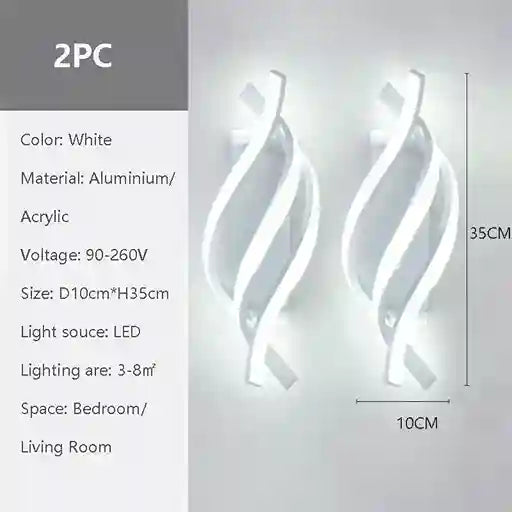 BABBAK'S LTD DARHYN Three Curved Lines LED Wall Lamp – Modern Dimmable Aluminum & Acrylic Light for Bedroom, Living Room, Dining Area (Black/White)