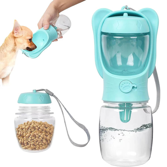 BABBAK'S LTD Dog Water Bottle with Detachable Food Container – Leak‑Proof Travel Pet Dispenser