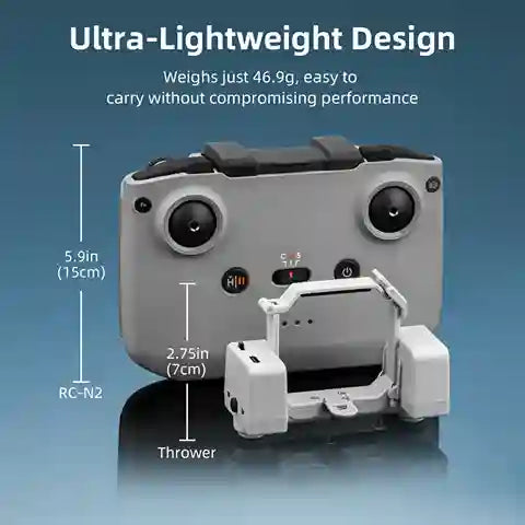 Small drone with measurement details on a blue gradient background