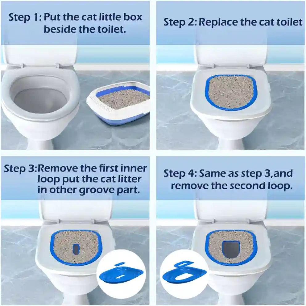 Step-by-step guide on how to use a cat litter box attachment for a toilet.