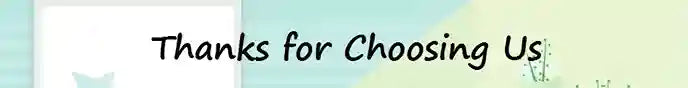 Text 'Thanks for Choosing Us' on a light green background with decorative elements.