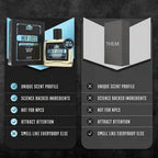 Two product boxes labeled 'Her Loss' and 'Them' with feature lists on a dark background.