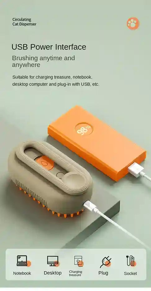 USB power interface with cleaning brush on a light gray background