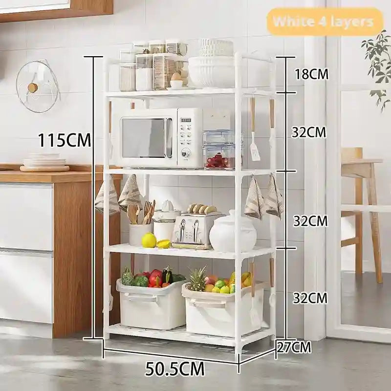 White kitchen shelf with measurements in a kitchen setting