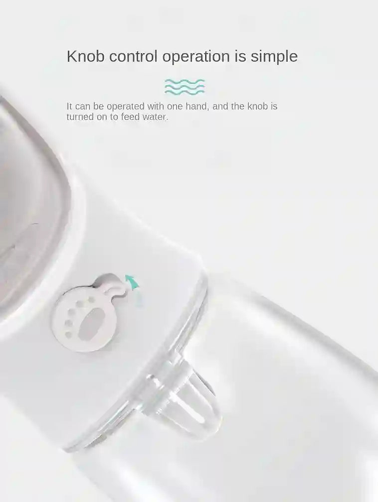 White pet water bowl with a control knob on a light gray background