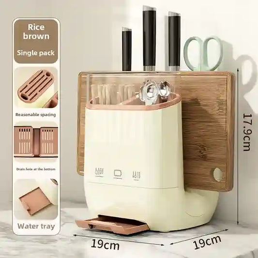 White rice cooker with wooden lid and measurements on a light background