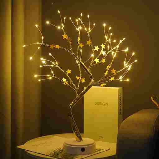 BABBAK’S LTD | USB + Battery Powered LED Tree Light Lamp – 500mm Warm White – Plastic Decor for Bedroom & Home