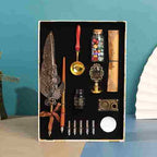 BABBAK'S LTD Retro Punk Feather Pen Set – Vintage Writing Kit with Brass Holder & Wax Seal Accessories