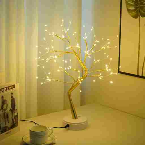 BABBAK’S LTD | USB + Battery Powered LED Tree Light Lamp – 500mm Warm White – Plastic Decor for Bedroom & Home