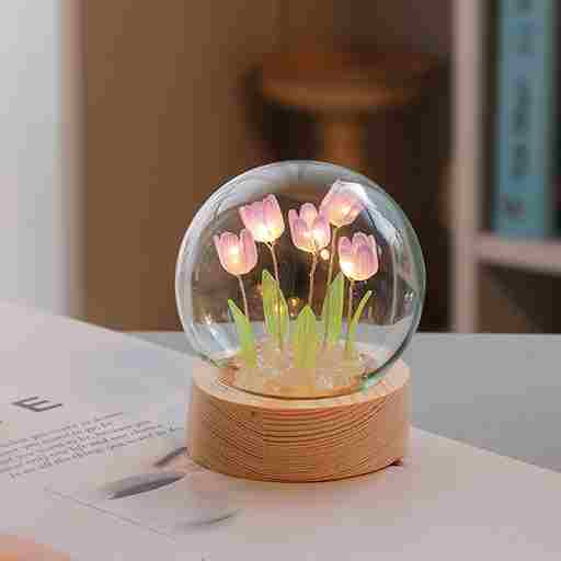 BABBAK'S LTD DIY Cute Tulip Lamp – Battery Operated Glass Flower Light Decoration