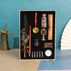 BABBAK'S LTD Retro Punk Feather Pen Set – Vintage Writing Kit with Brass Holder & Wax Seal Accessories