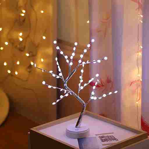 BABBAK’S LTD | USB + Battery Powered LED Tree Light Lamp – 500mm Warm White – Plastic Decor for Bedroom & Home