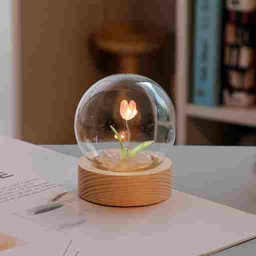 BABBAK'S LTD DIY Cute Tulip Lamp – Battery Operated Glass Flower Light Decoration