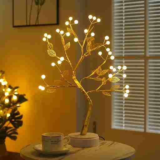 BABBAK’S LTD | USB + Battery Powered LED Tree Light Lamp – 500mm Warm White – Plastic Decor for Bedroom & Home