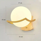 Wall lamp with dimensions indicated on a gray background