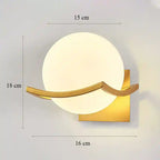 Wall lamp with dimensions indicated on a light gray background