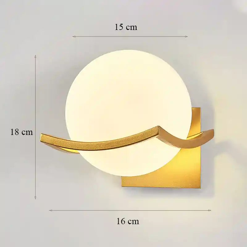Wall lamp with dimensions indicated on a light gray background